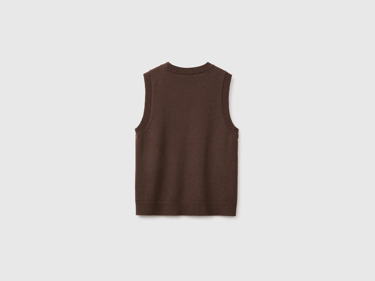 Gilet in maglia color block 100% lana