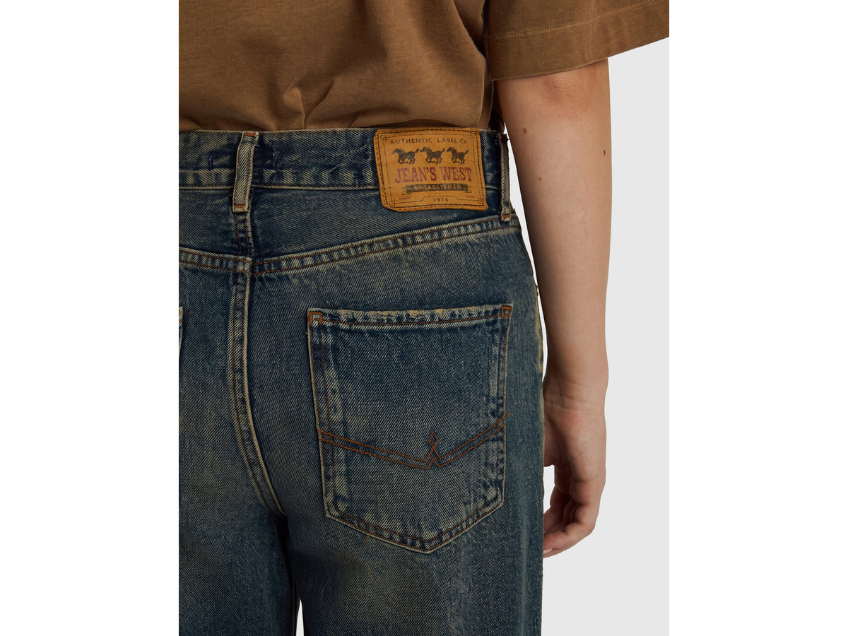 Jeans wide cropped fit effetto vintage
