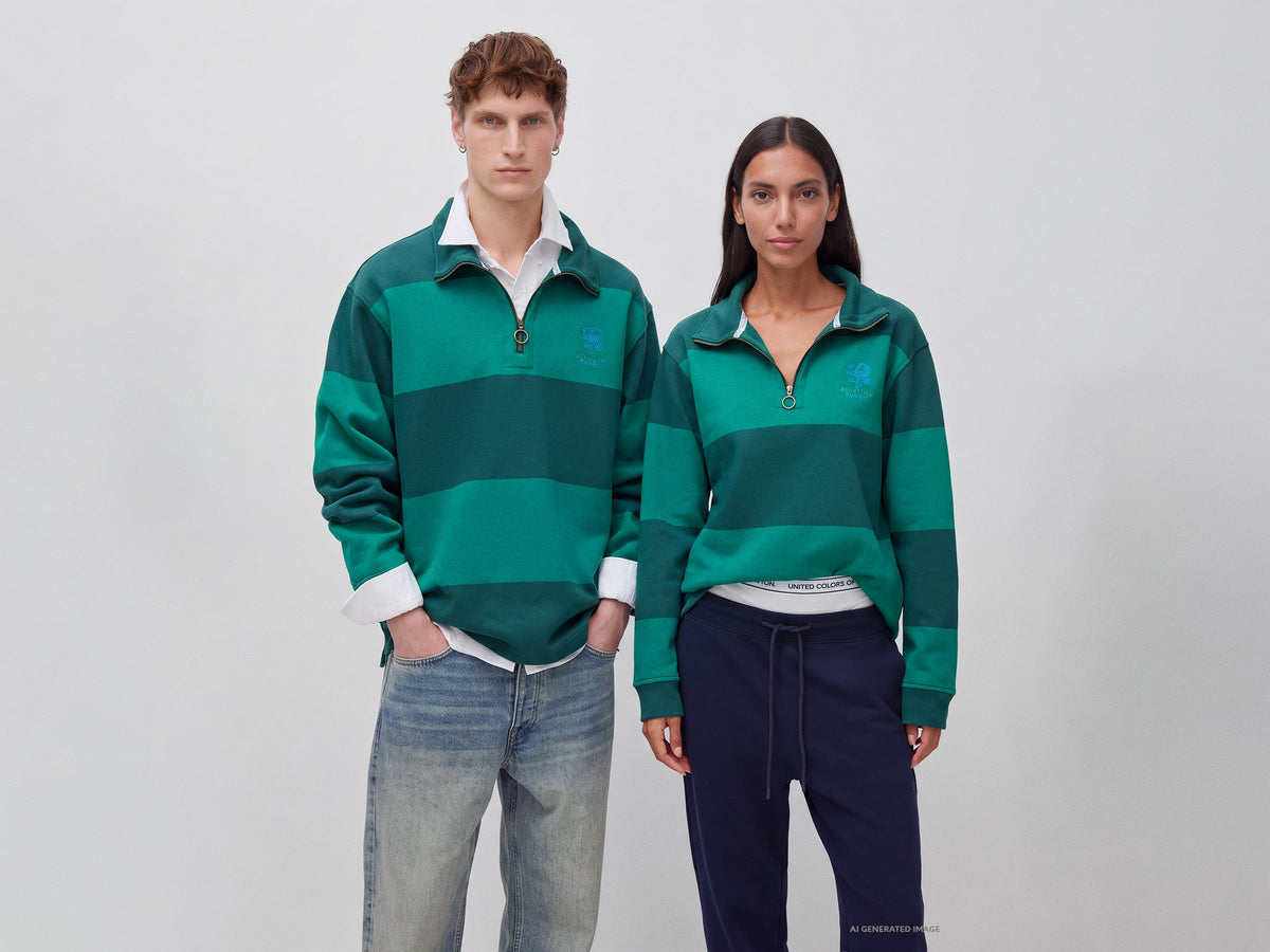 Felpa a righe Benetton Rugby 100% cotone
