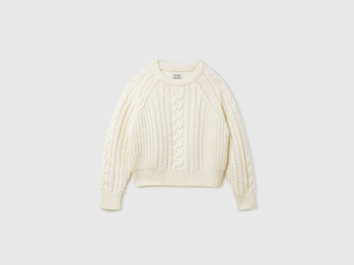 Maglia a trecce 100% lana