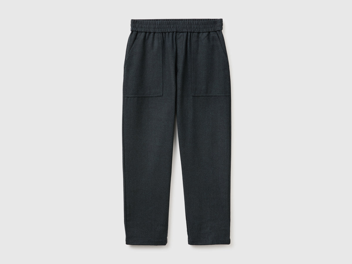Joggers cropped in misto lana