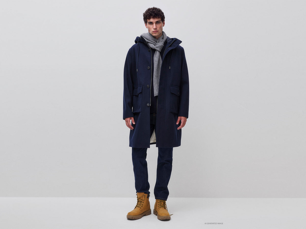 Parka in panno di misto lana
