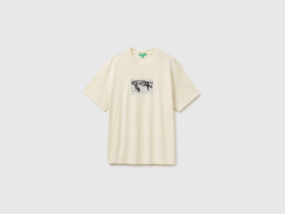 T-shirt relaxed fit con stampa in cotone bio
