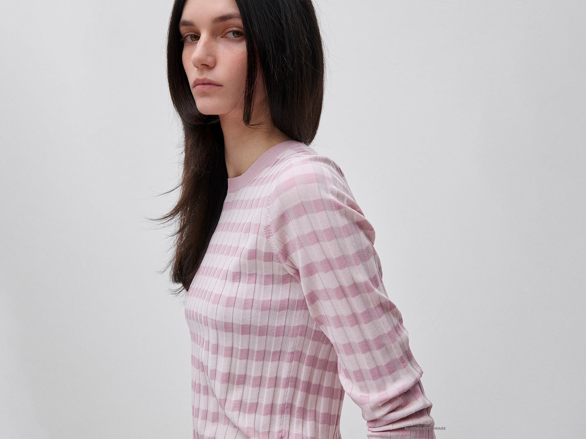 Maglia slim fit a righe