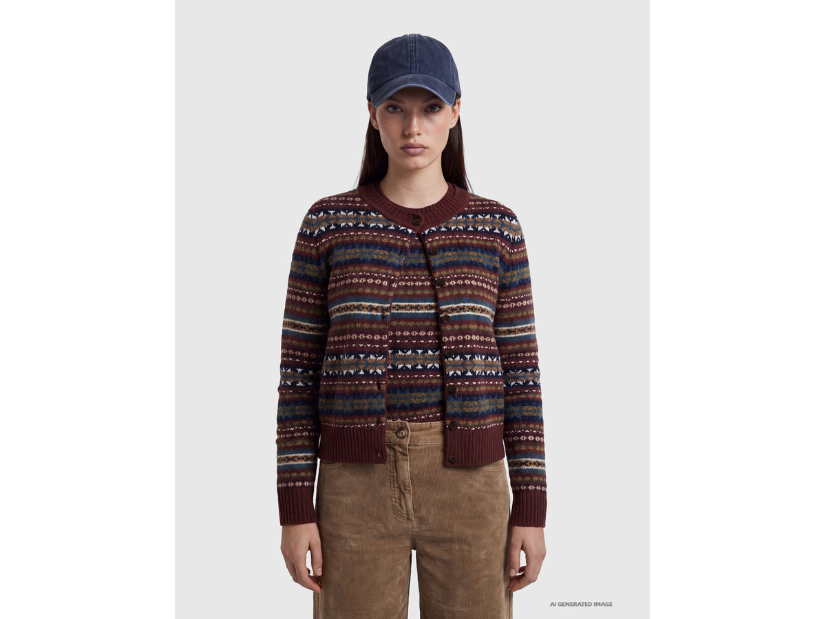 Cardigan jacquard in misto lana