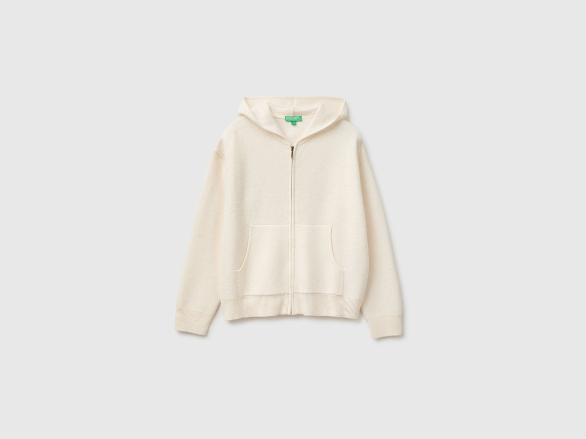 Maglia con zip e cappuccio in misto lana e cashmere