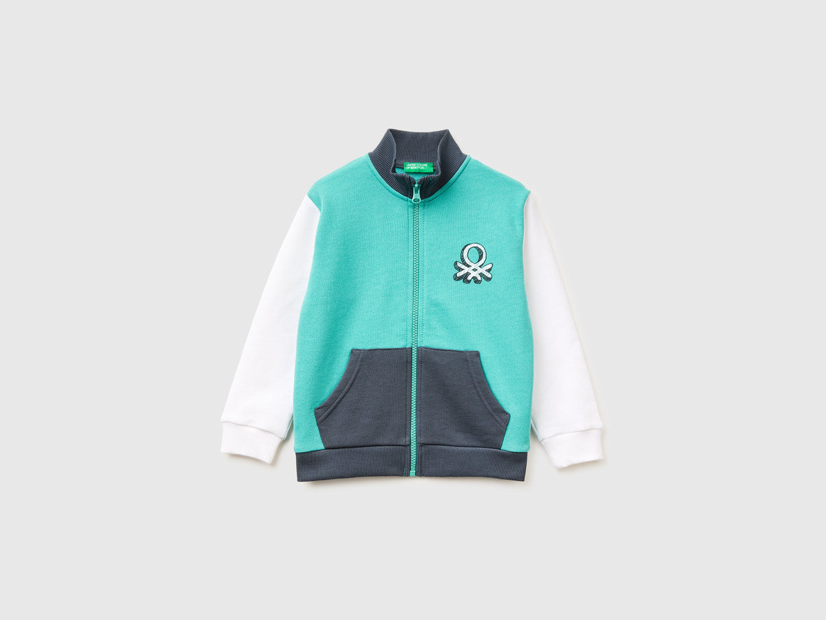 Felpa con zip in cotone bio