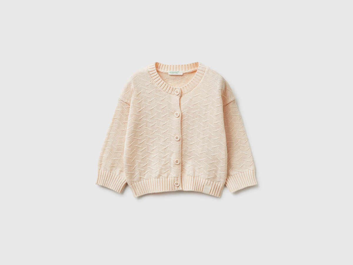 Cardigan girocollo in cotone bio