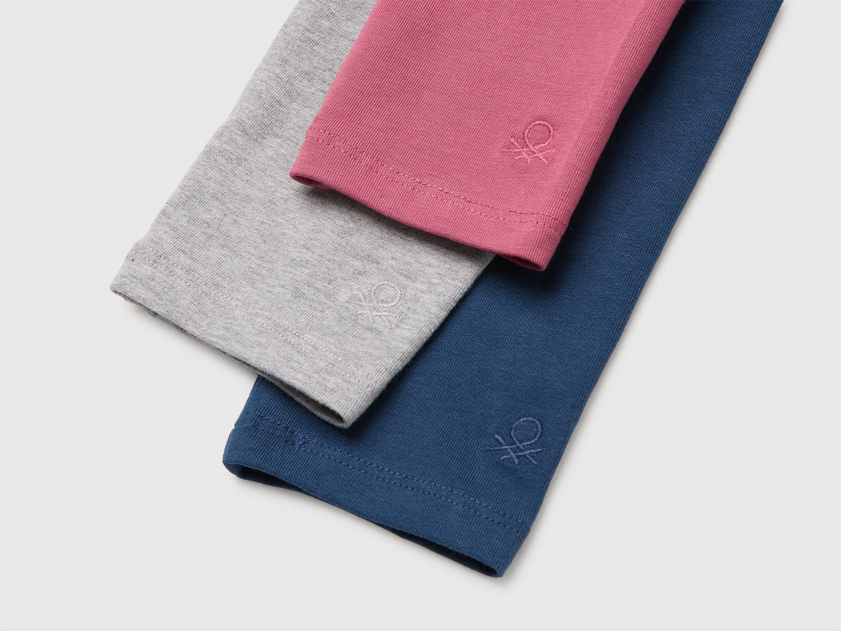 Tre leggings in cotone stretch