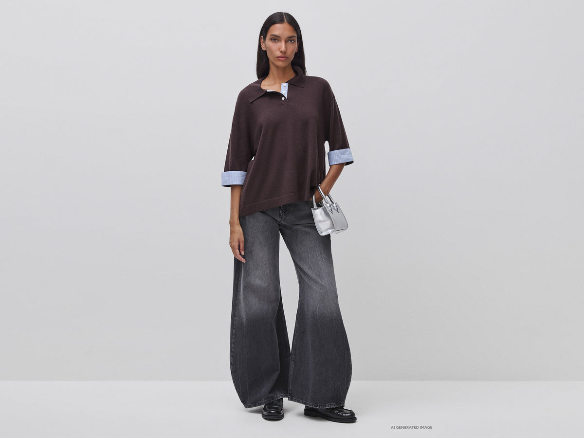 Maglia a polo in misto lana