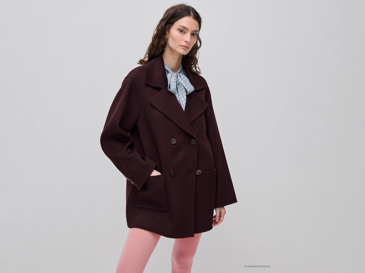 Cappotto doppiopetto in lana e cashmere