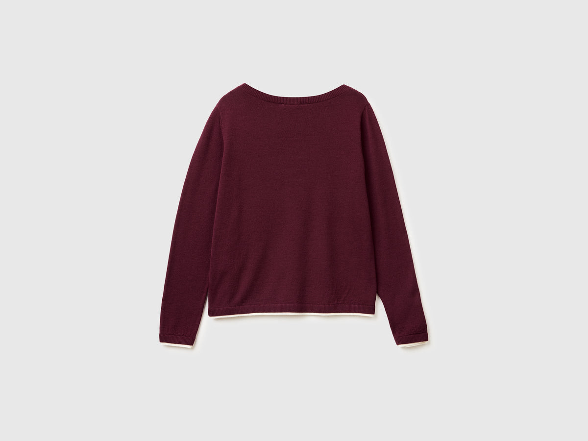 Maglia scollo a barchetta 100% lana Merino