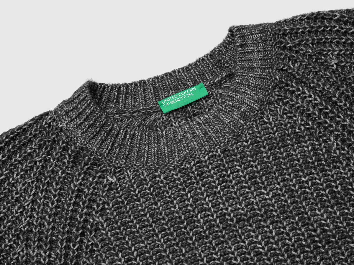 Maglia mélange in misto cotone e lana
