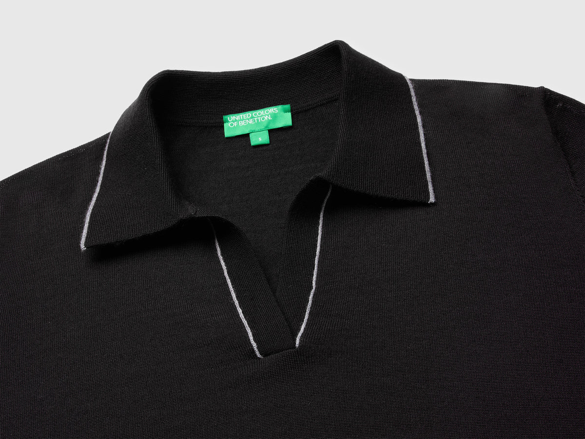 Polo in maglia in pura lana Merino
