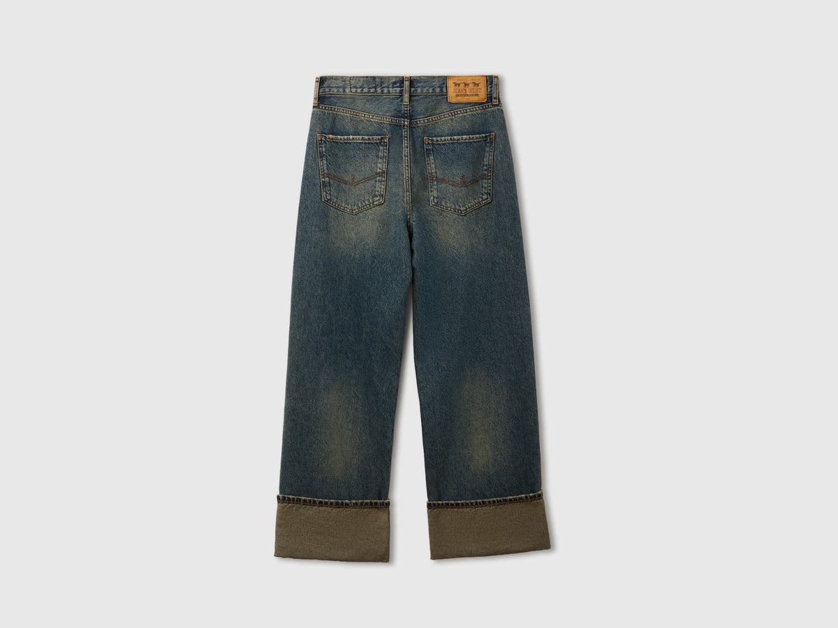 Jeans wide cropped fit effetto vintage