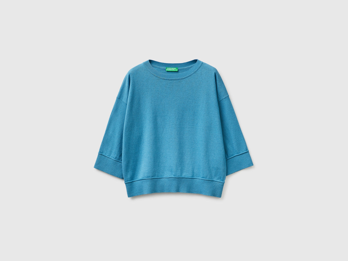 Maglia girocollo in cotone e lana