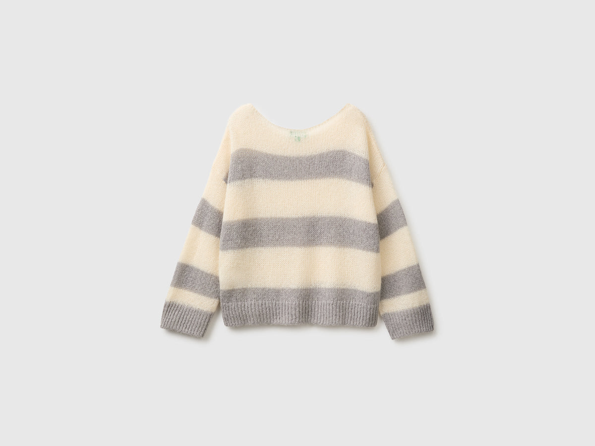 Maglia in misto mohair a righe bicolor boxy fit