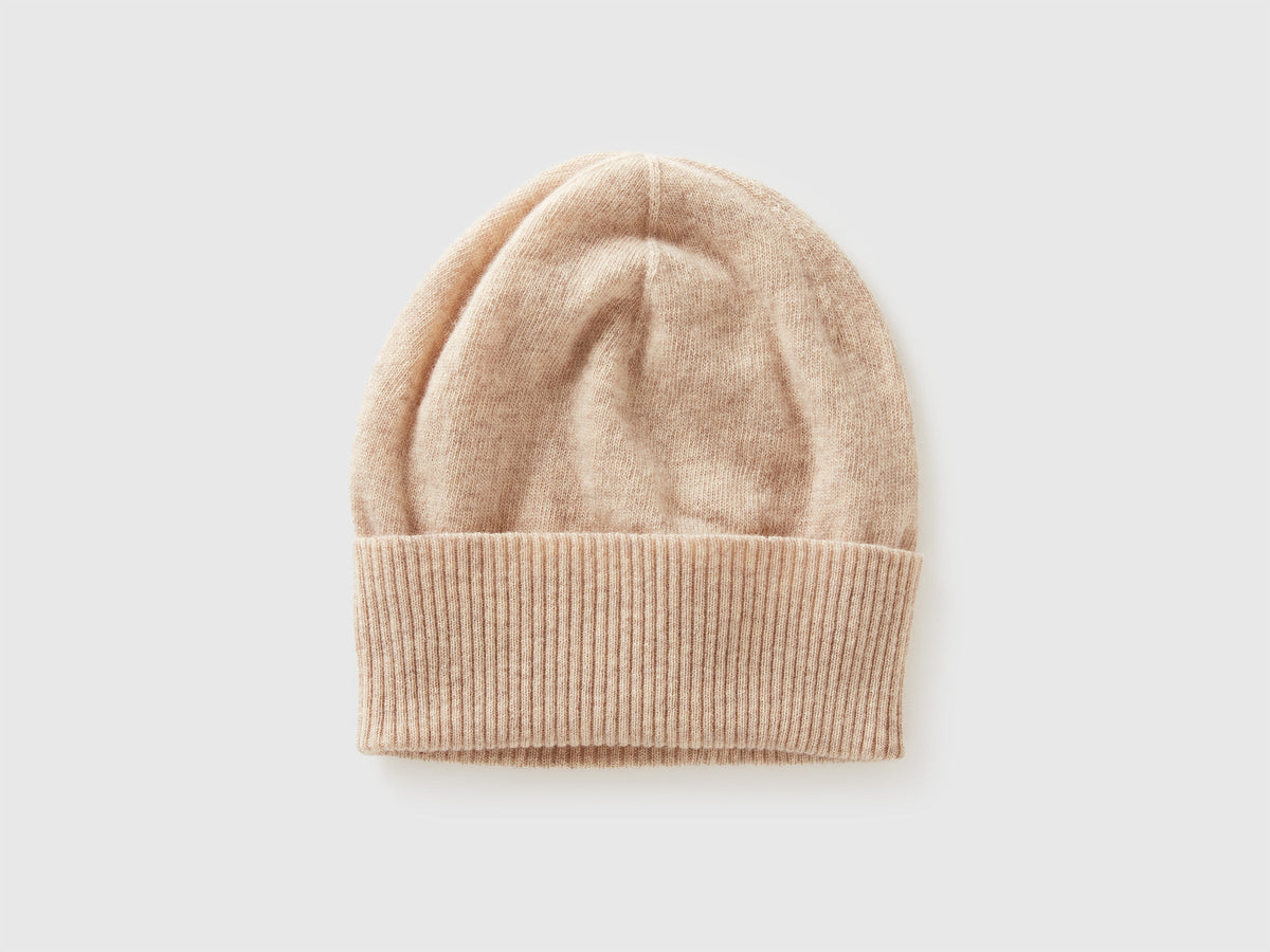 Cappello beige in pura lana Merino