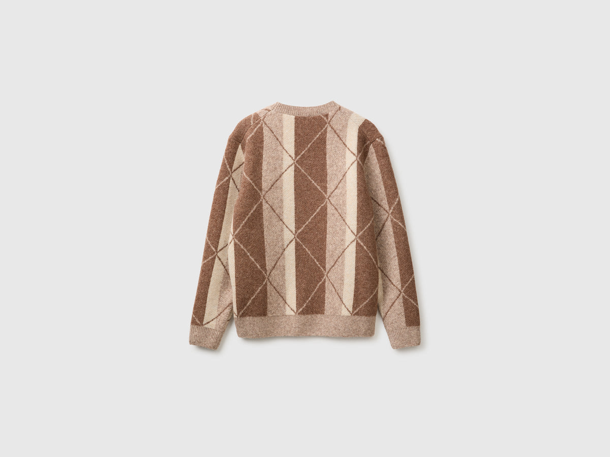 Maglia con righe e rombi in misto lana e alpaca