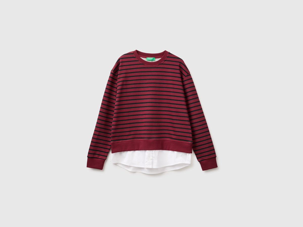 Felpa a righe con inserto a camicia