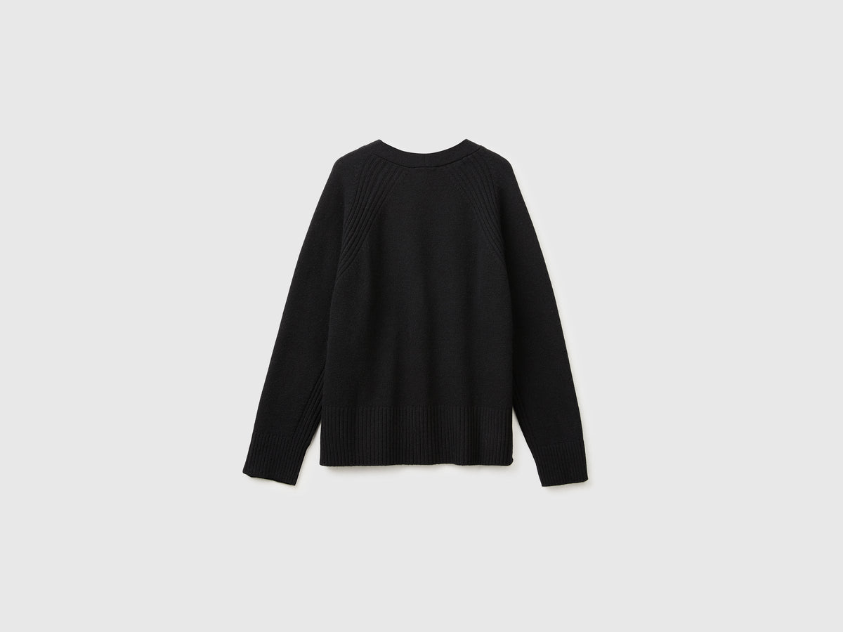 Cardigan over fit in misto lana