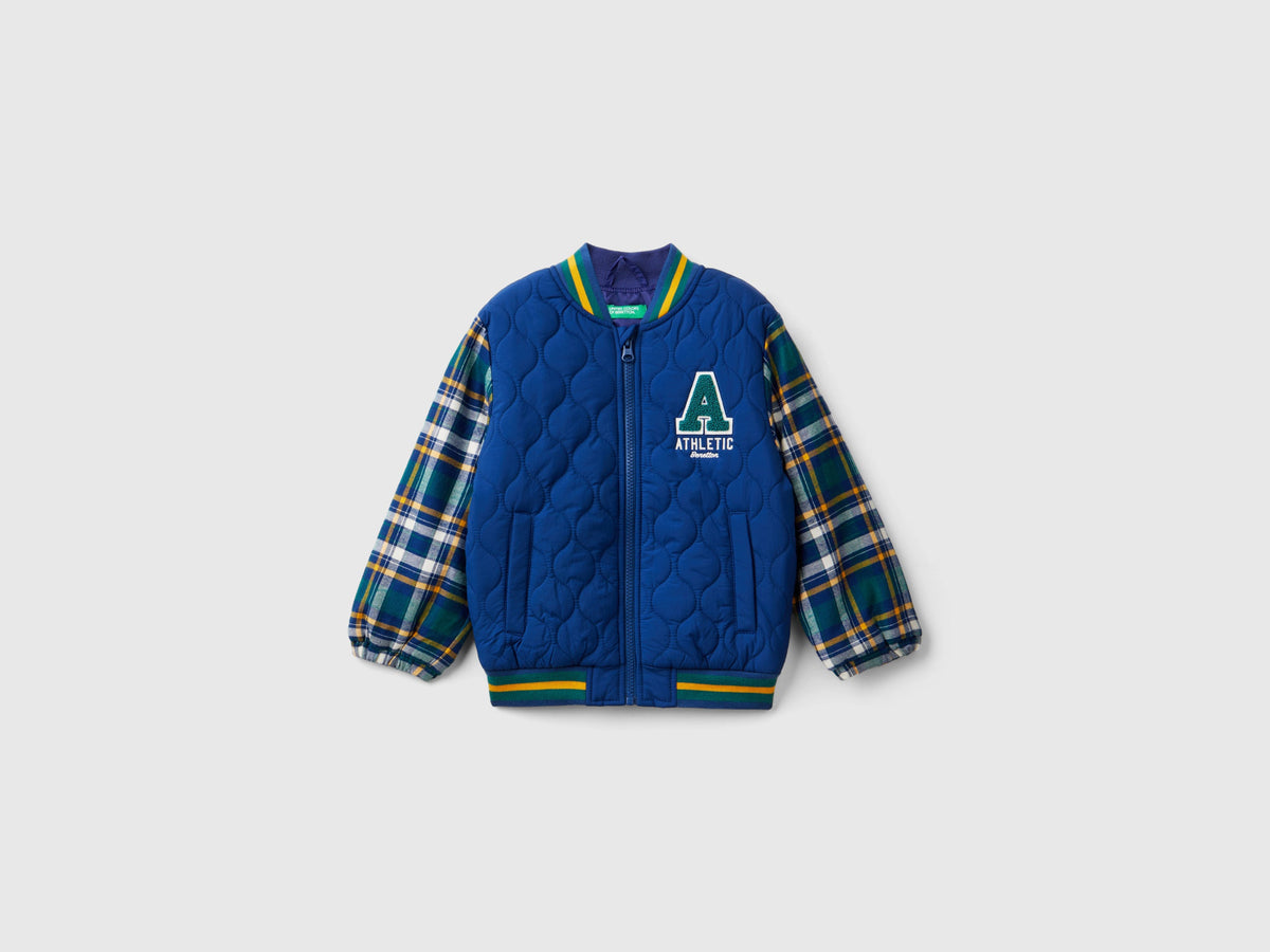 Bomber con manica tartan