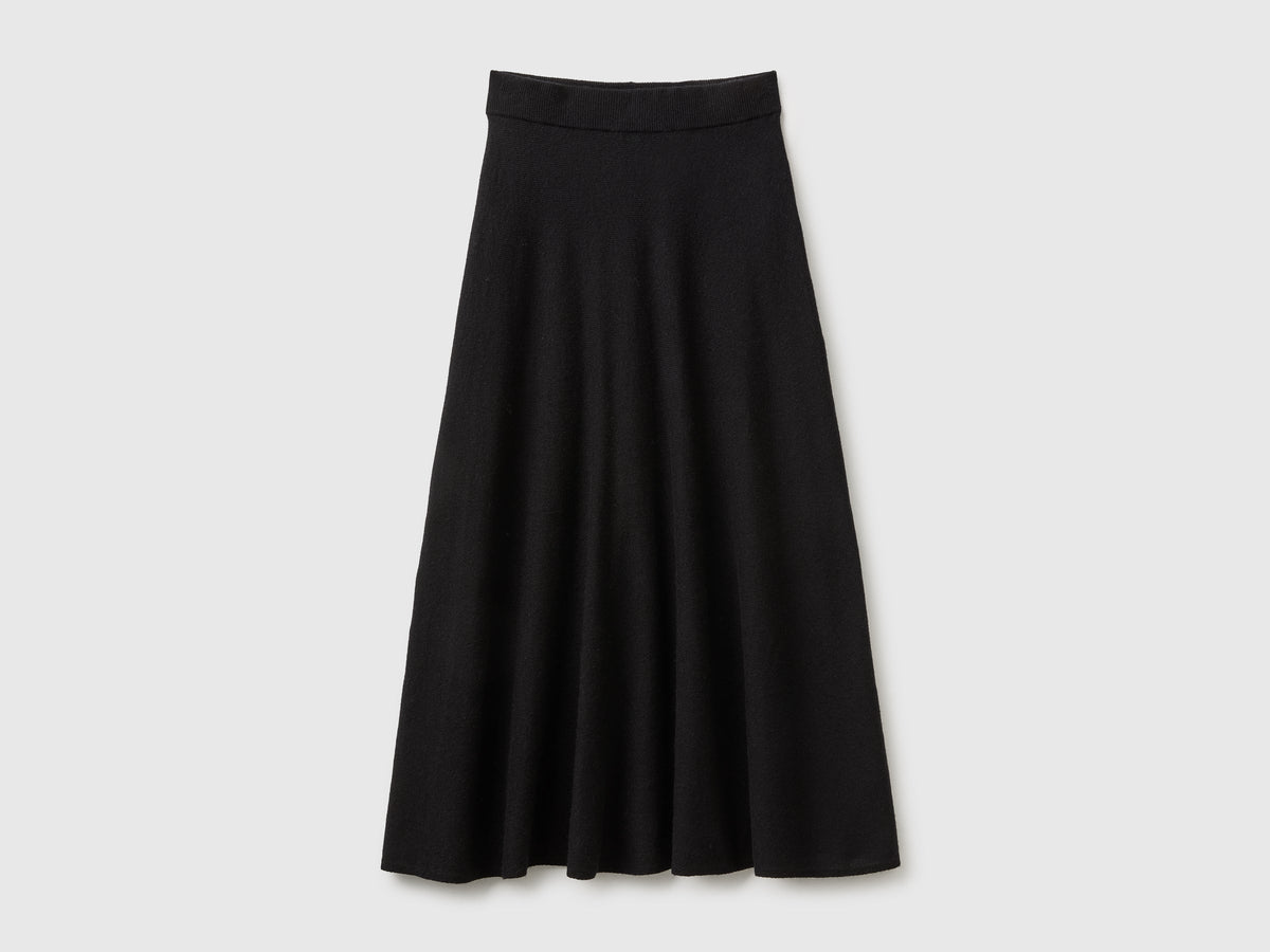 Gonna midi in maglia di misto lana