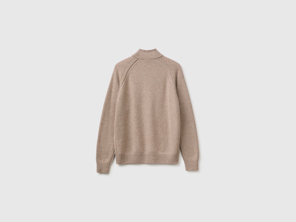 Maglia zippata 100% lana Merino