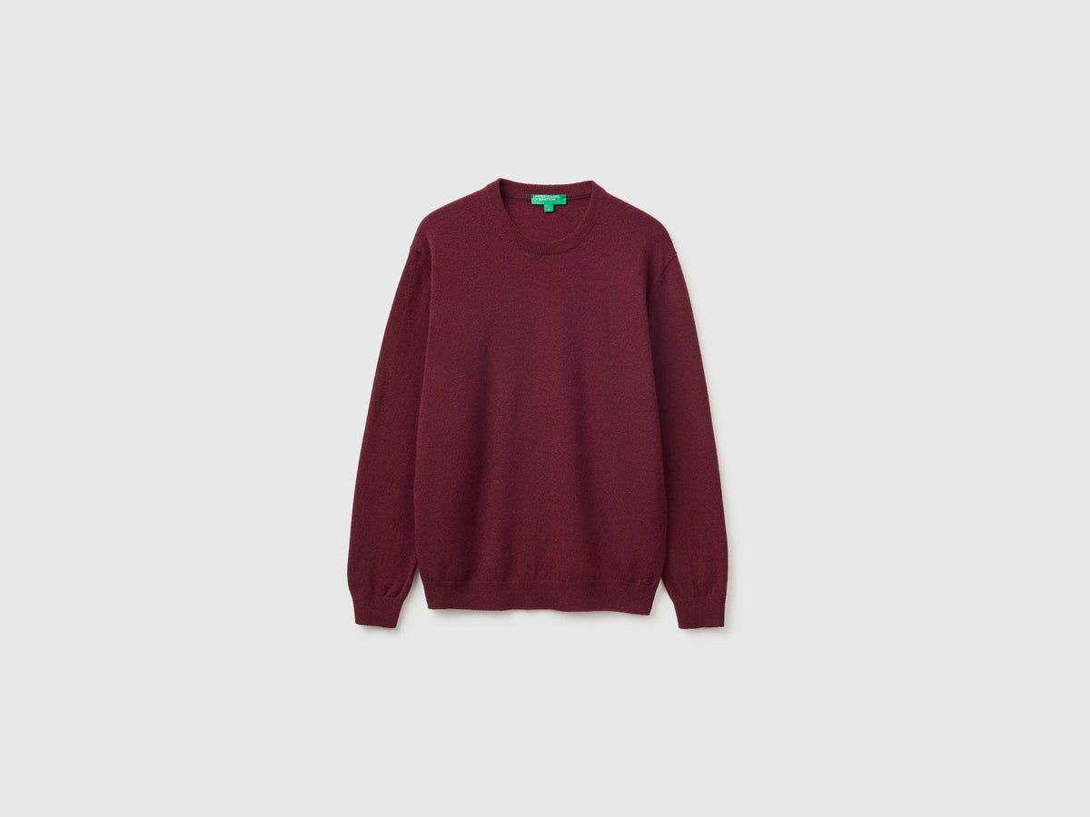 Maglia bordeaux in pura lana Merino