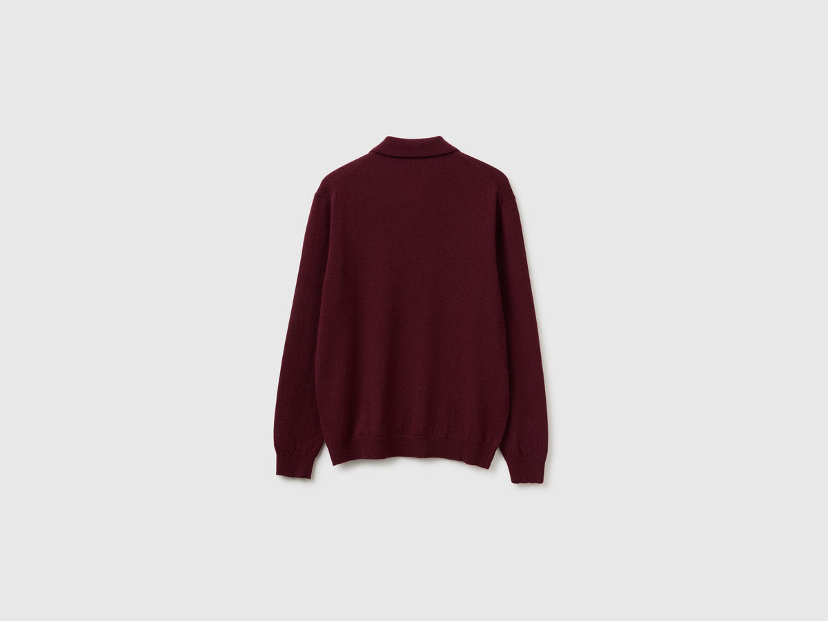 Polo bordeaux in pura lana Merino