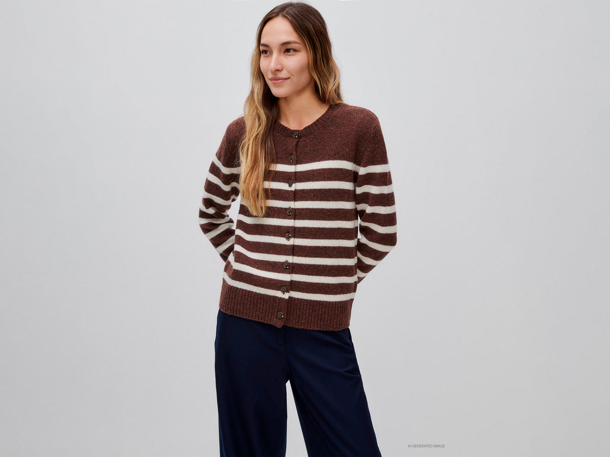 Cardigan a righe 100% lana Shetland
