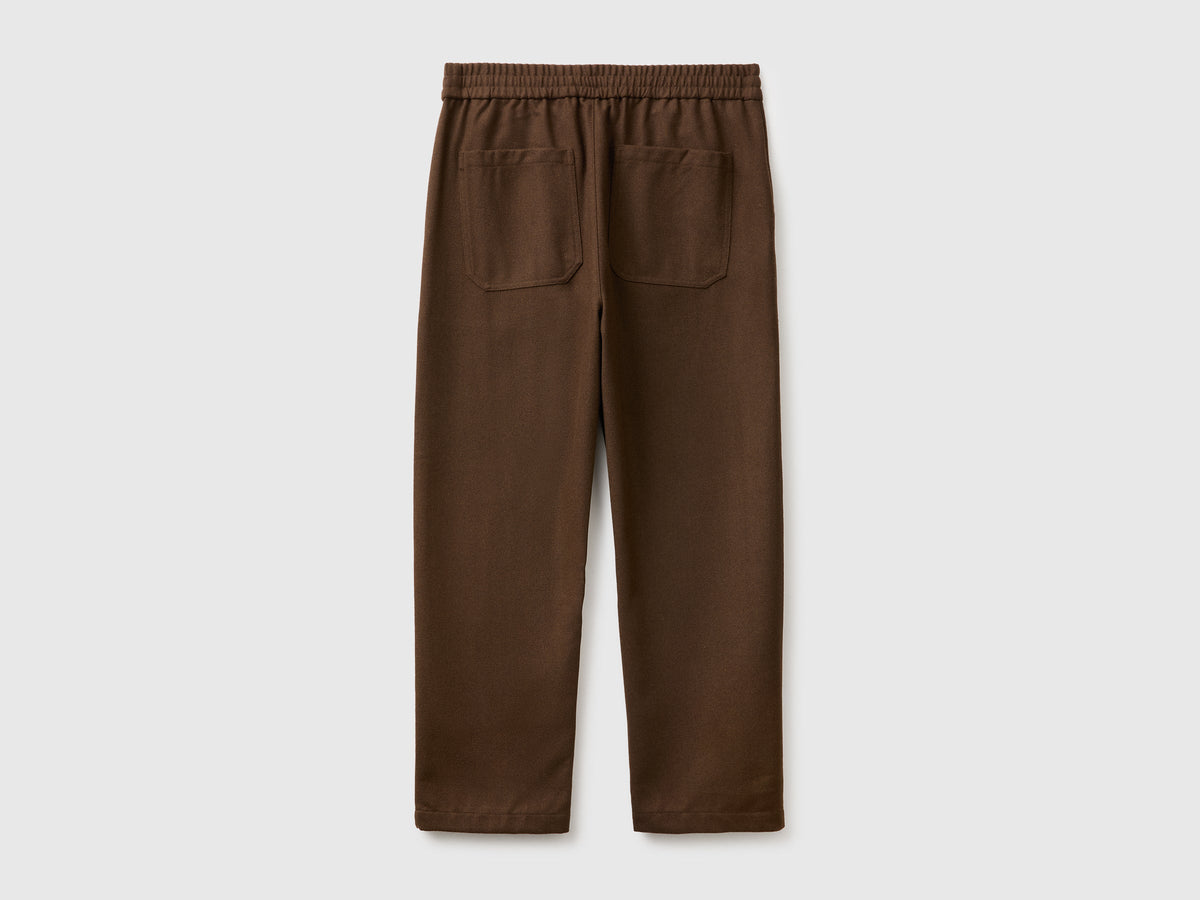 Joggers cropped in misto lana