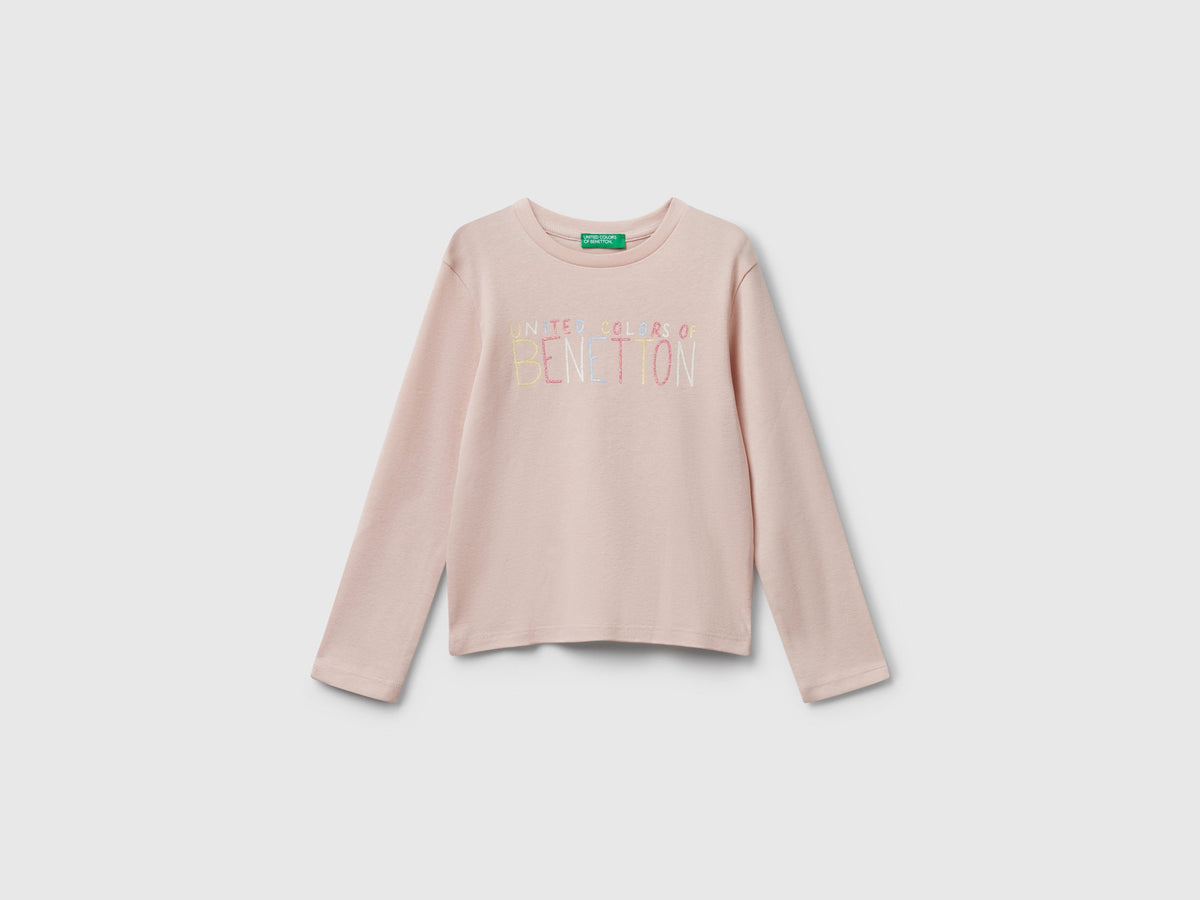T-shirt con logo glitter in cotone