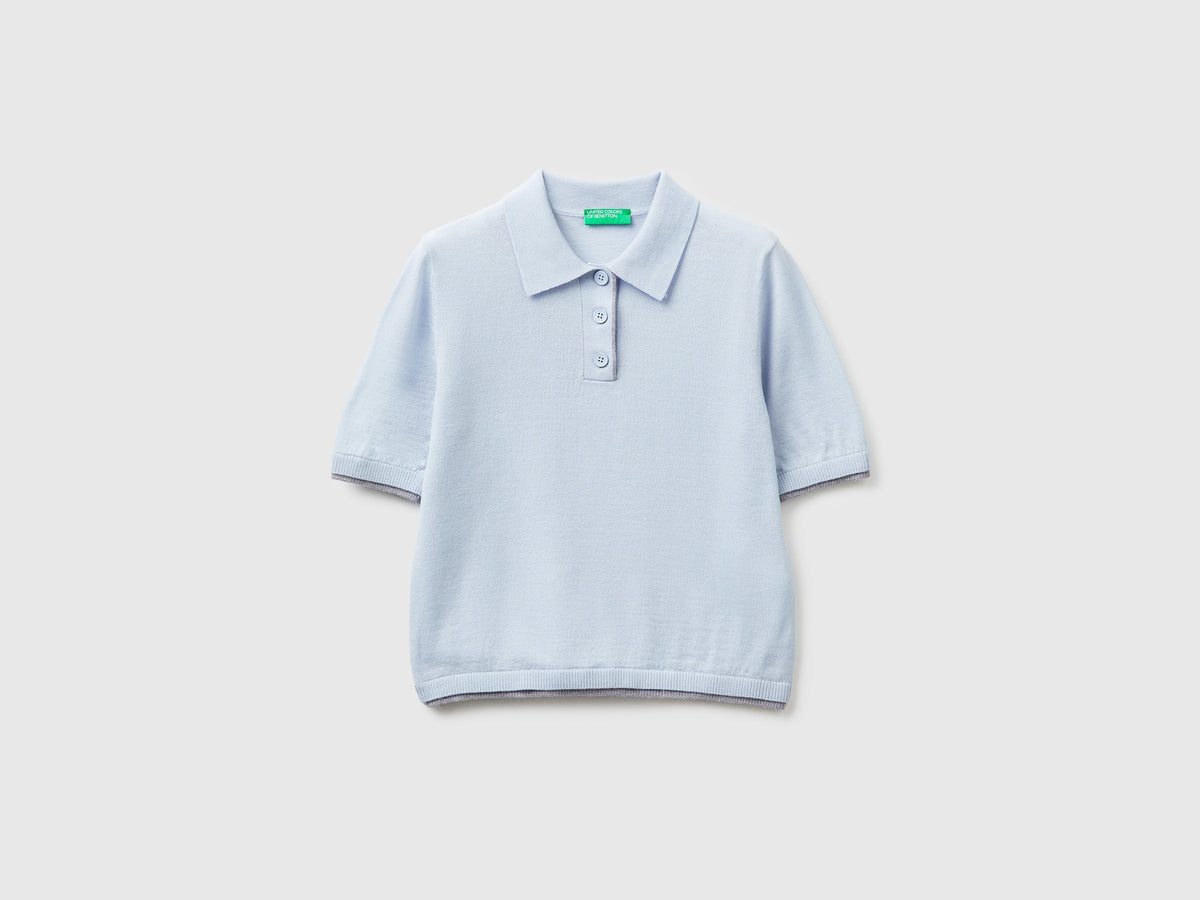Maglia a polo 100% lana Merino