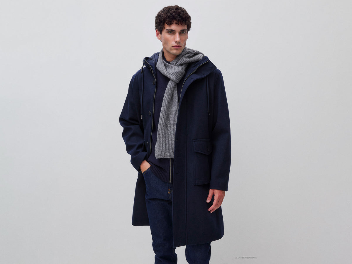 Parka in panno di misto lana
