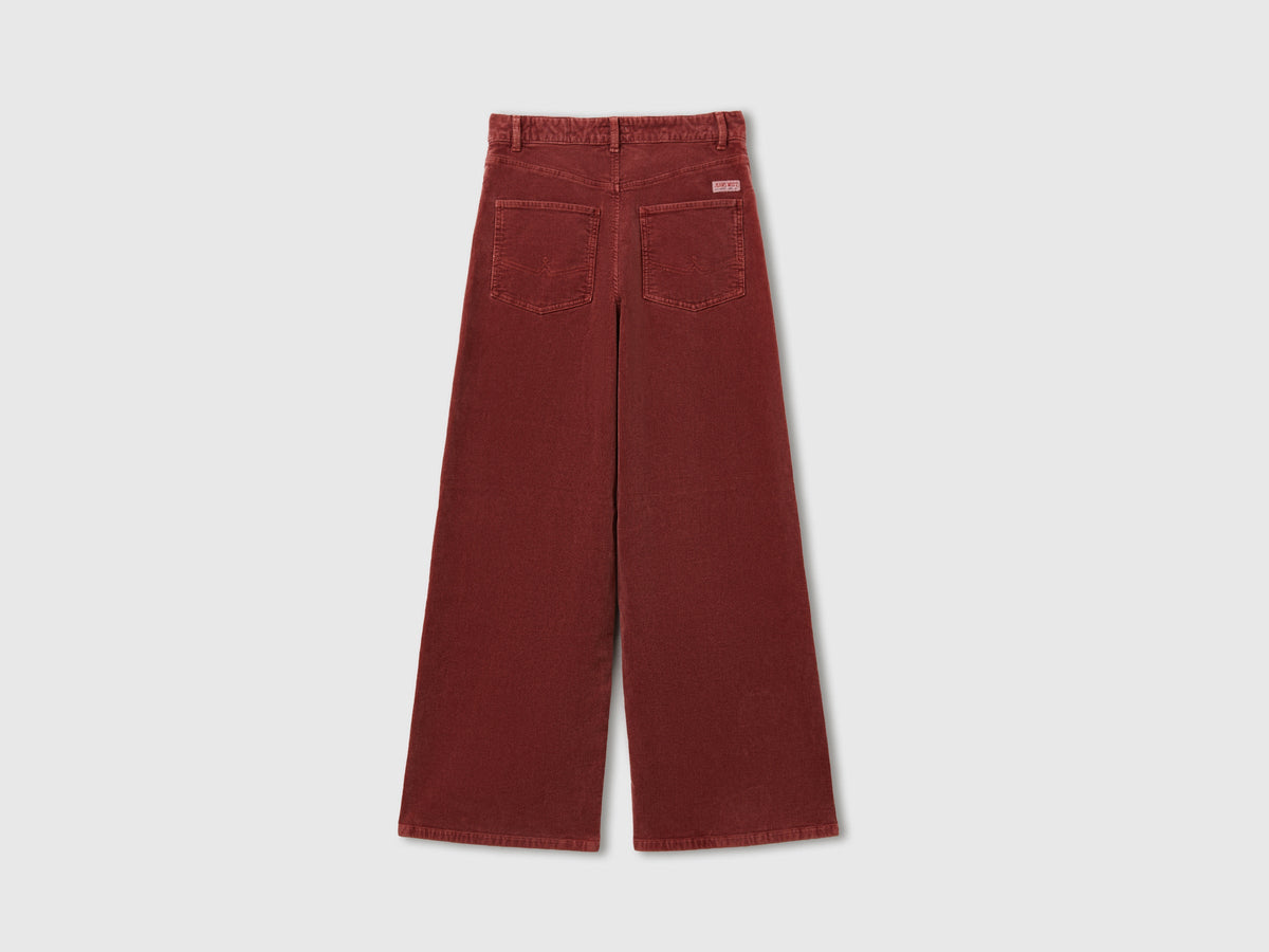 Pantaloni wide fit in velluto a costine lavaggio vintage