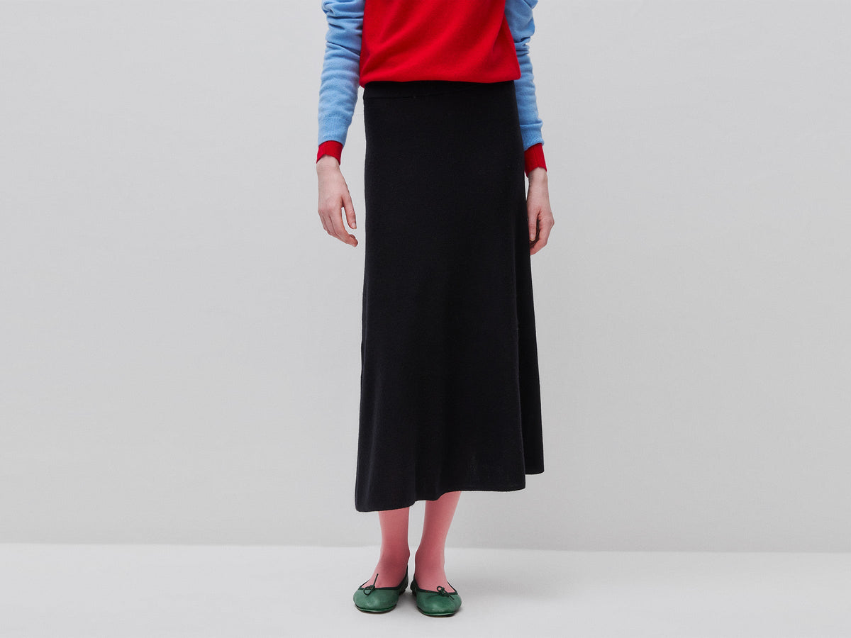 Gonna midi in maglia di misto lana