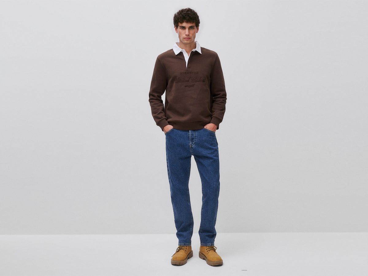 Polo in felpa con ricamo 100% cotone