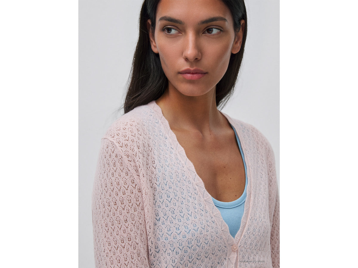 Cardigan traforato in misto lana ultralight