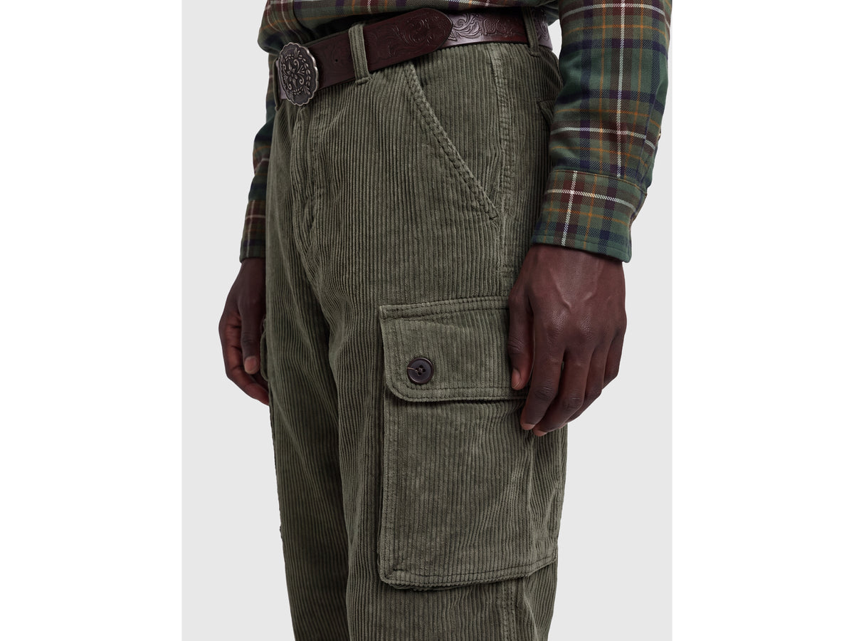 Pantaloni cargo in velluto effetto used