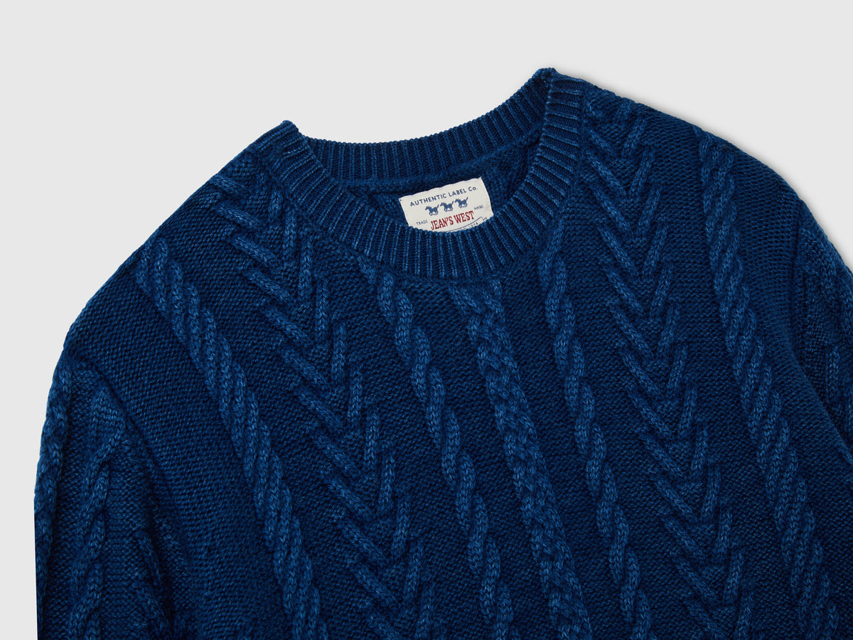Maglione a trecce 100% lana