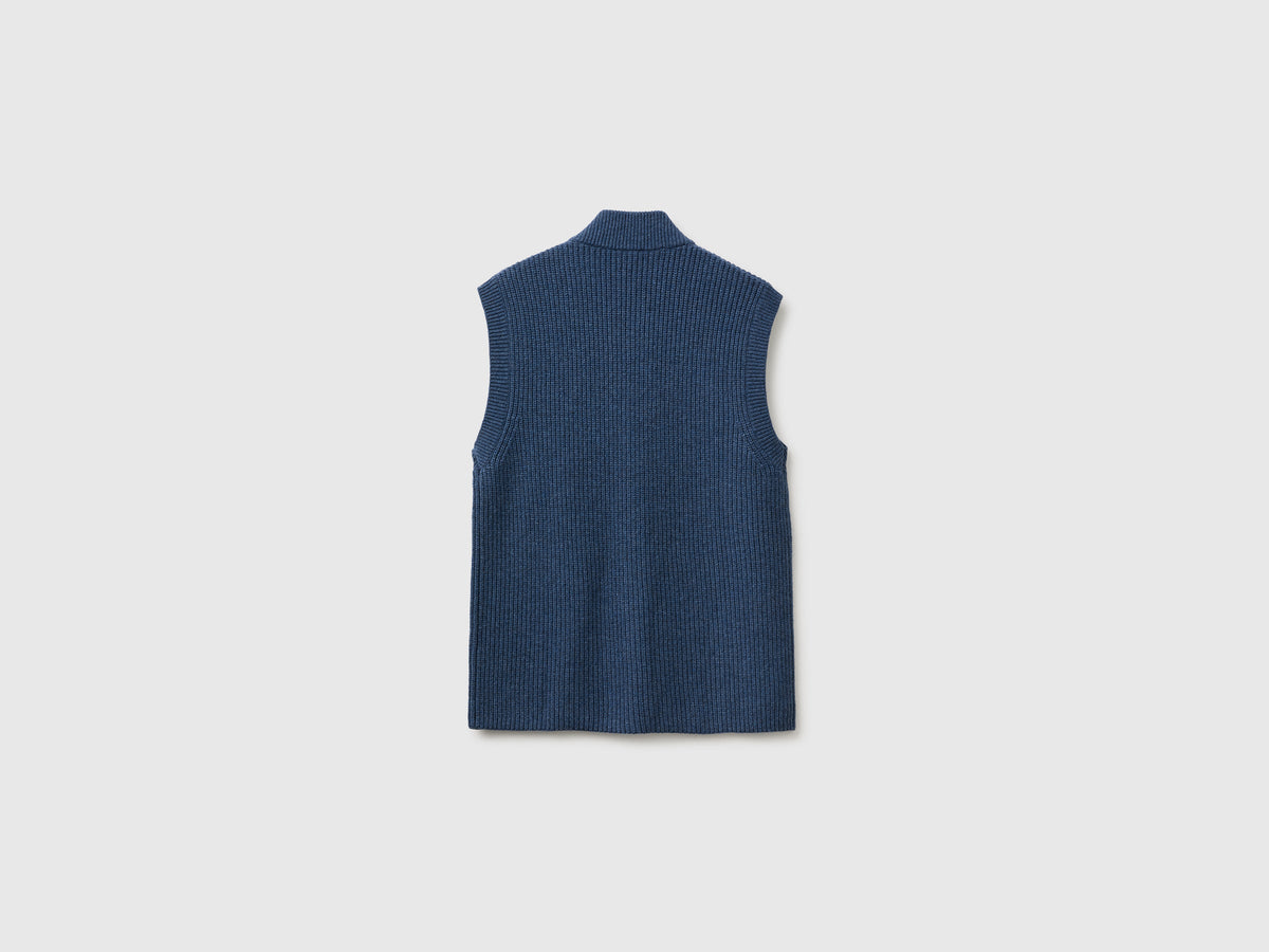 Gilet con bottoni in misto lana