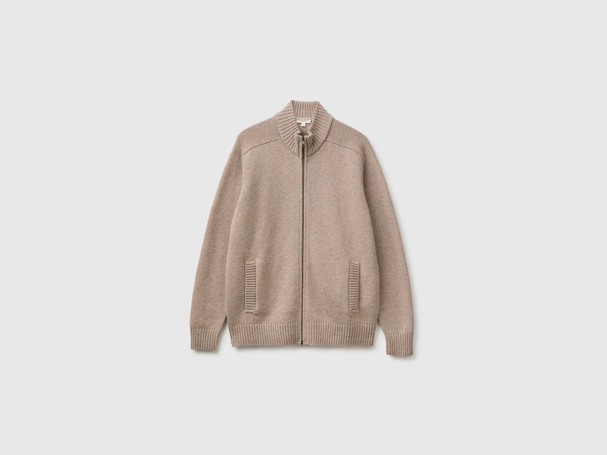 Cardigan con zip 100% lana Merino