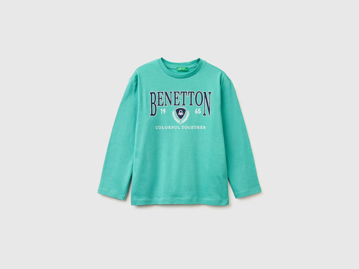 T-shirt con stampa logo in cotone bio