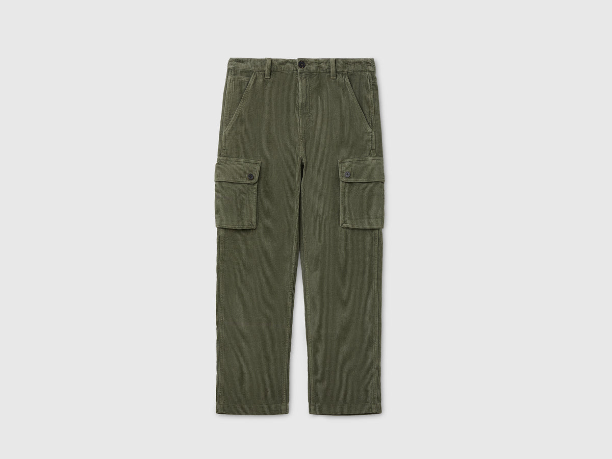Pantaloni cargo in velluto effetto used
