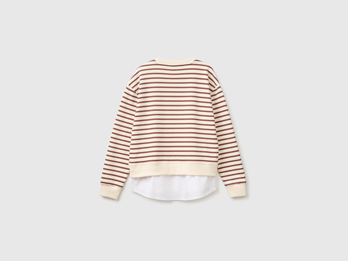 Felpa a righe con inserto a camicia