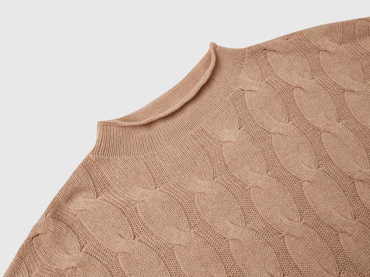 Maglia con trecce in misto cashmere