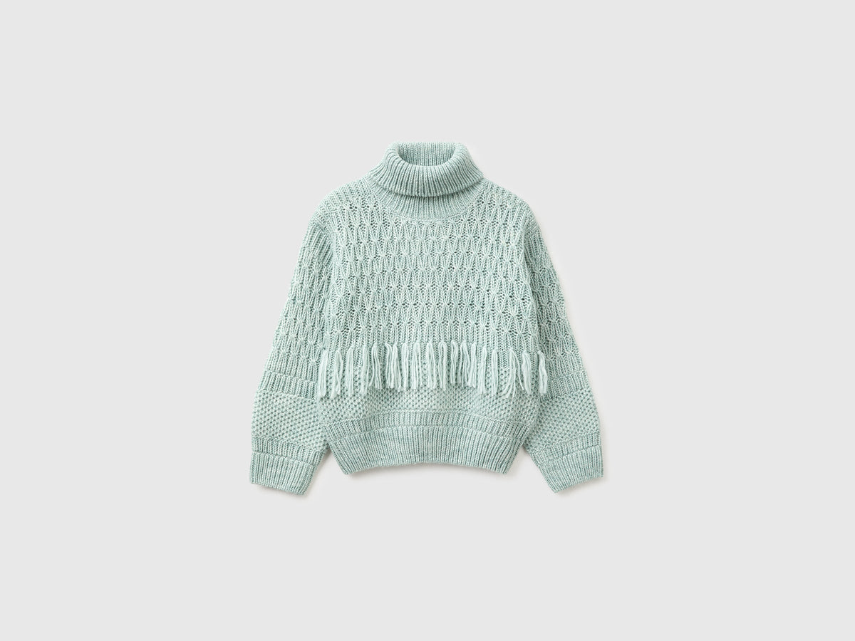 Maglia con frange in misto lana
