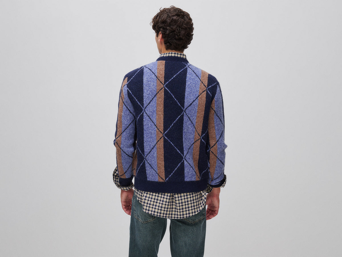 Maglia con righe e rombi in misto lana e alpaca