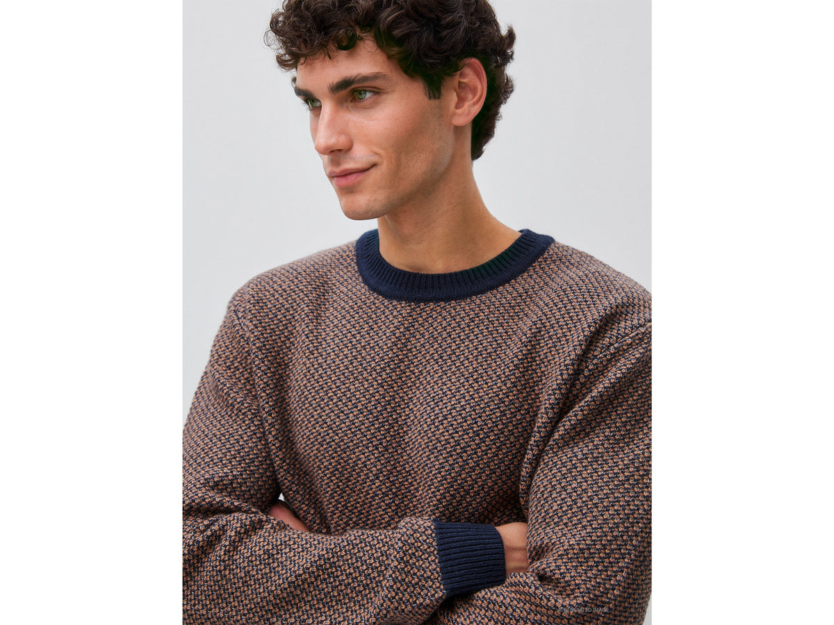 Maglia jacquard in misto lana e cotone
